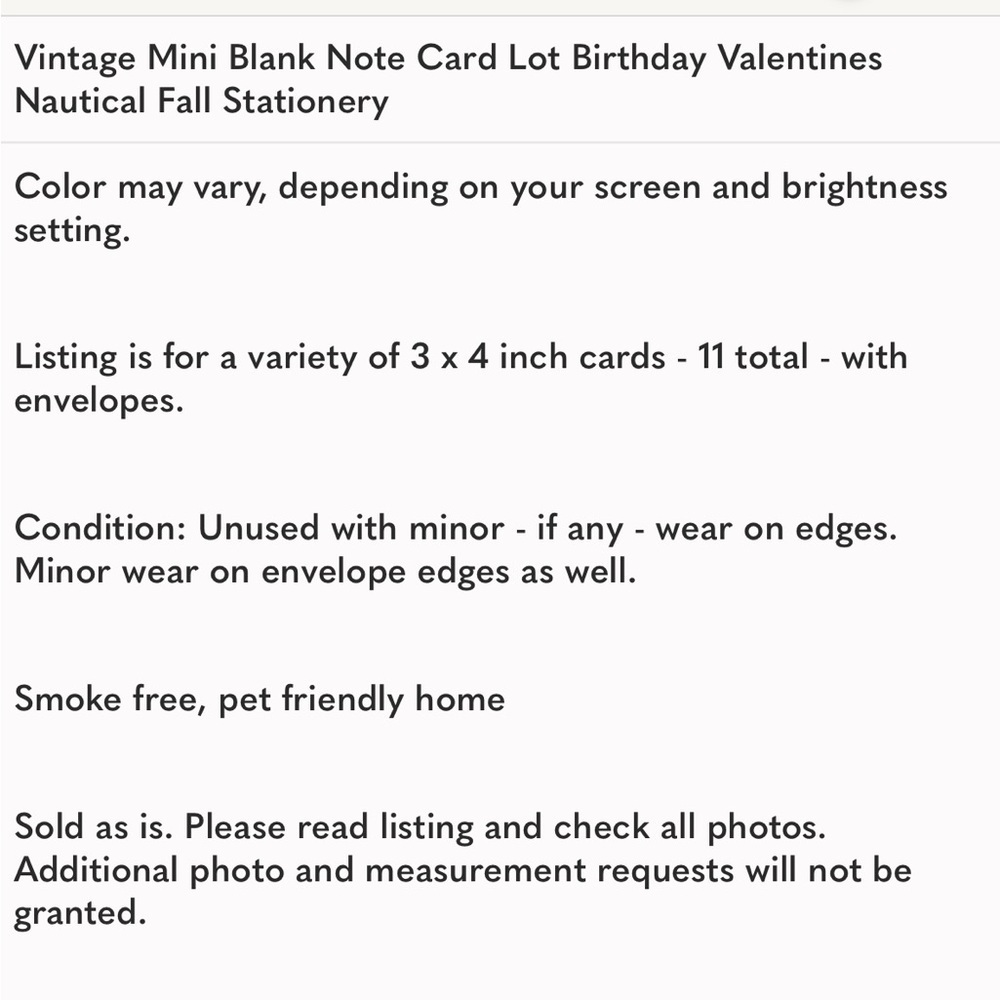 Vintage Mini Blank Note Card Lot Birthday Valentines Nautical Fall Stationery - Picture 4 of 5